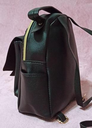 Черный cтильный женский мини-рюкзак6 фото