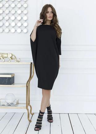 Черное асимметричное платье кроя летучая мышь, размер s1 фото