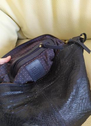 Кожаная сумка под рептилию dark blue2 фото