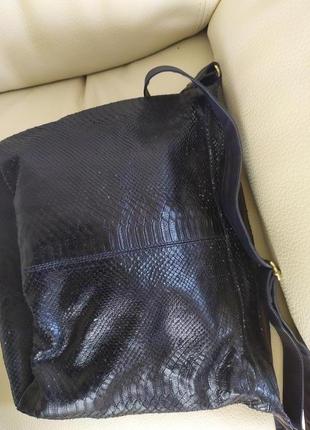 Кожаная сумка под рептилию dark blue6 фото