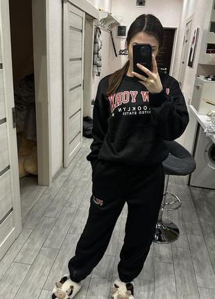 Теплый флисовый спортивный костюм new york