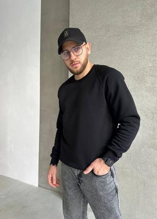 Теплый мужской свитер свитшот базовый однотонный3 фото