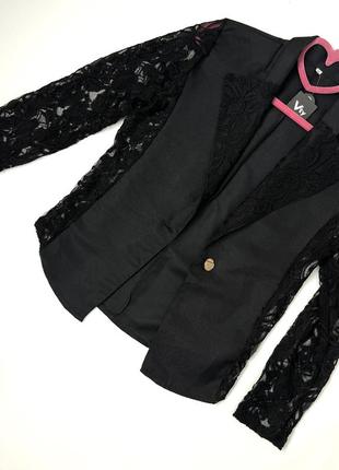 Пиджак жакет с гипюром с кружевными вставками2 фото