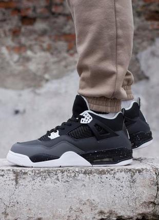 Утеплені nike air jordan 4 retro fur black gray4 фото