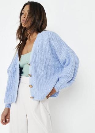 Вязаный голубой кардиган