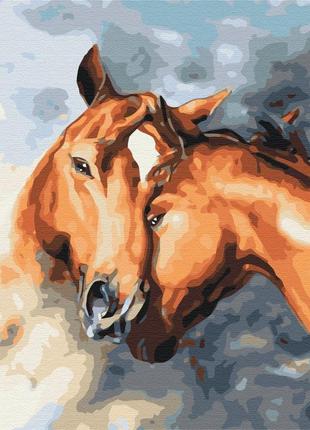 Картины по номерам "лошадиная нежность" раскраски по цифрам.40*50 см.украина