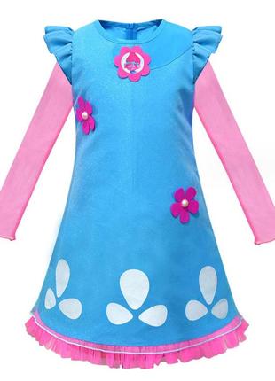 Дитяче карнавальне плаття костюм для дівчинки трояндочка тролі р.111-130