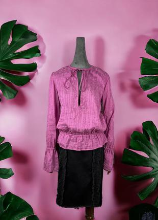 Розовая блуза valentino свободного кроя на завязках1 фото