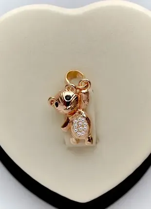 Кулон ведмедик фірм з білими кристалами xuping m&l (медичне золото).