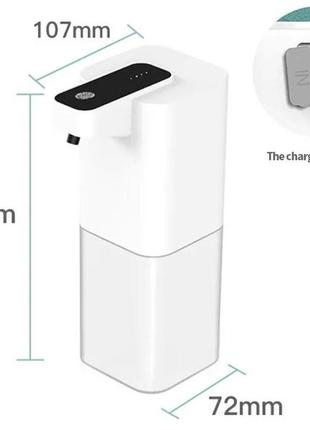 Акумуляторний сенсорний дозатор для рідкого мила automatic foam soap dispenser 400мл white2 фото