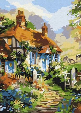 Картины по номерам "летний сказочный домик" раскраски по цифрам. 40*50 см.украина