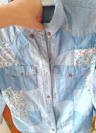 Джинсова рубашка сорочка kookai печворк5 фото