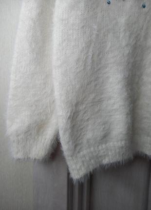 Нарядный теплый пушистый новогодний рождественский свитер свитшот кофта травка для...