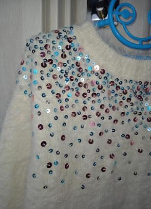 Нарядный теплый пушистый новогодний рождественский свитер свитшот кофта травка для...