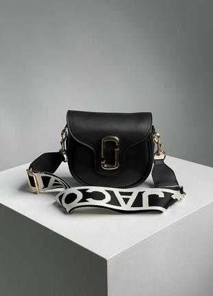 Женская сумка marc jacobs small saddle bag black/gold2 фото