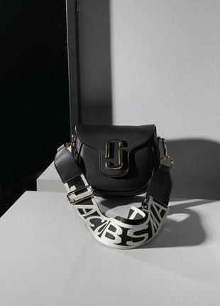 Женская сумка marc jacobs small saddle bag black/gold3 фото