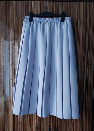 Бузкова лавандова юбка плісеровка довжина міді вінтаж1 фото