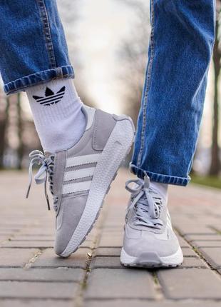 Стильні жіночі кросівки adidas retropy e5 grey white сірі з білим4 фото