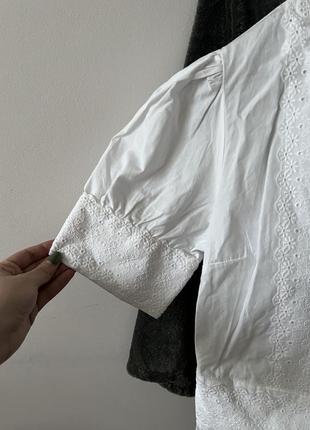 Белая рубашка с рюшиками вышивка под винтаж5 фото