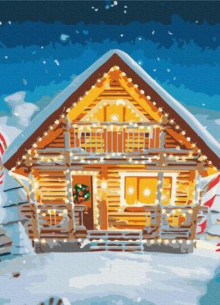 Картины по номерам "сказочный новогодний домик" раскраски по цифрам. 40*50 см.украина