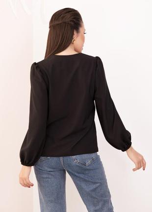 Черная блуза декорированная цепочками, размер s3 фото