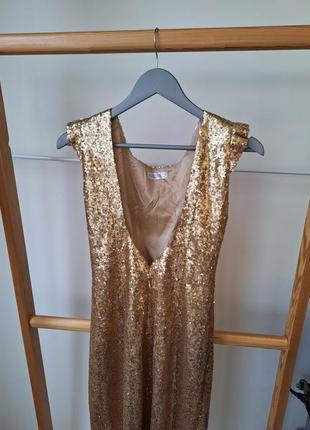 Вечірнє золотисте плаття ksenia в паєтках на шикарний бюст4 фото