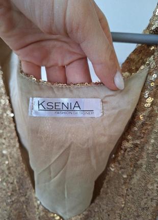Вечірнє золотисте плаття ksenia в паєтках на шикарний бюст3 фото