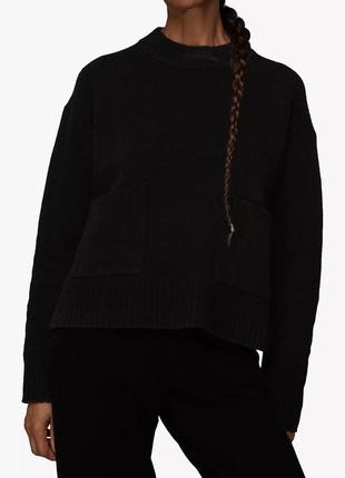 Трендовий светр 100% шерсть мериноса з горловиною з карманами