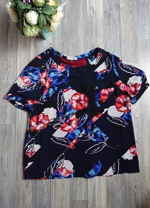Красивая блуза в цветы блузка блузочка футболка большой размер батал 52/548 фото