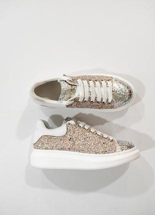 Alexander mcqueen lace up glitter leather