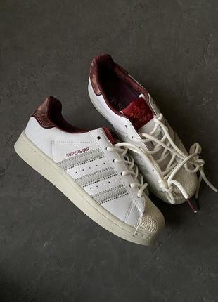 Женские кроссовки adidas superstar white red 36-37-38-39-40