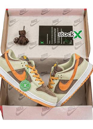 Чоловічі кросівки оливкові з коричневим nike sb dunk low dusty olive