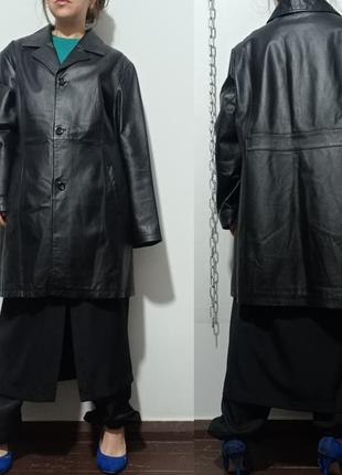 Жакет пиджак полупальто кожаный удлиненный прямого кроя yessica, 52-54, xl-xxl2 фото