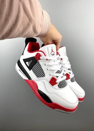 Утепленные nike air jordan 4 retro white red fur