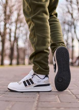 Кожаные кроссовки мужские adidas forum low black white. Желевое кожаное кроссовки 41-464 фото