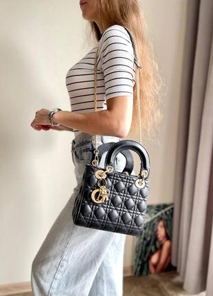 Женская сумка сумочка christian dior lady black mini5 фото