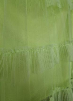 Пышная фатиновая салатовая юбка миди ярусами mohito.8 фото