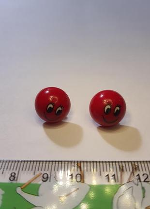 Серьги смайлики шарики серьги гвоздики серьги