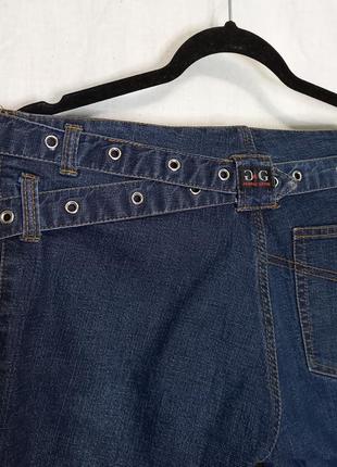 Синие джинсы с ремишками клёшь средняя посадка вайтукей винтаж опиум рэп rap vintage opium3 фото
