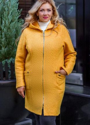 Пальто-кардиган великого розміру на блискавці та з капюшоном, стильне жовте жіноче пальто