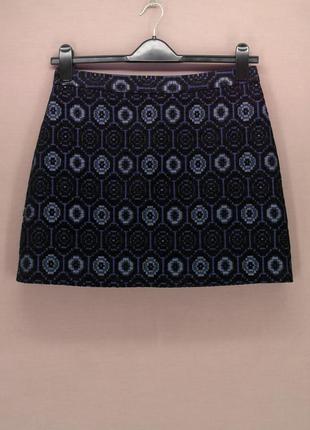 Стильная брендовая юбка мини "zara" с принтом. размер m.