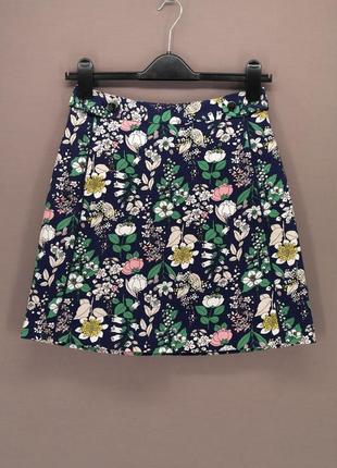 Брендовая юбка мини "oasis" с цветочным принтом. размер uk8 и uk14.
