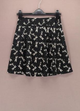 Брендовая, стильная юбка "next" со стрекозами. размер uk 6.