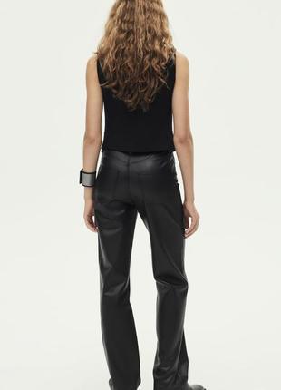 Шкіряні брюки штани кожаные брюки zara чорні xs 34 s 36 m 384 фото