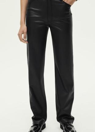 Шкіряні брюки штани кожаные брюки zara чорні xs 34 s 36 m 383 фото