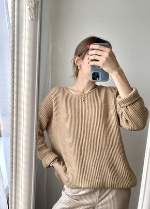 Бежевый коричневый оверсайз свитер5 фото