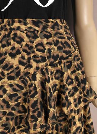 Новая (сток) брендовая вискозная юбка миди с рюшами "oasis" леопардовый принт. размер uk12.4 фото
