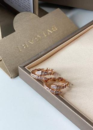 Серебряные серьги в позолоте в стиле bulgari