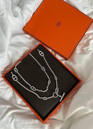 Серебряное колье цепочка в стиле hermes farandole