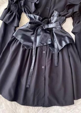Платье - блуза с кожаным поясом4 фото